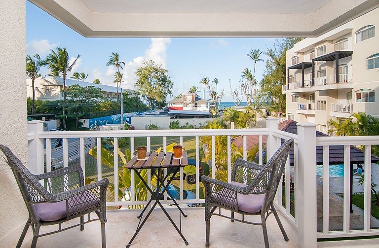 2 bedrooms, 2 bathrooms, steps from the beach.